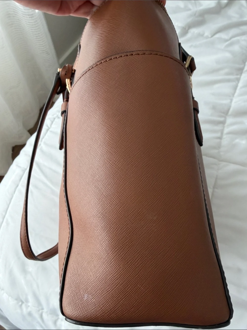 Michael Kors Brown Saffiano Leather Tote with Gold Accents